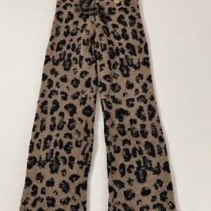 SKIMS Cozy Pants Leopard Print Straight Leg Pants - Black and Tan